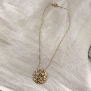 Gold plated letter E necklace